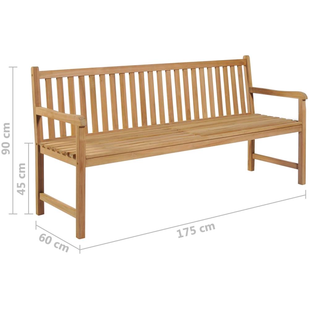 Panca Da Giardino Con Cuscino Grigio A Quadri 175 Cm Legno Teak - Foto 8