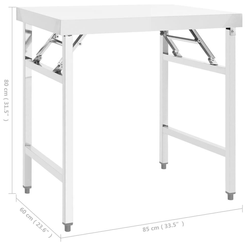 Tavolo da Lavoro Cucina Pieghevole 85x60x80 cm in Acciaio Inox - Foto 10