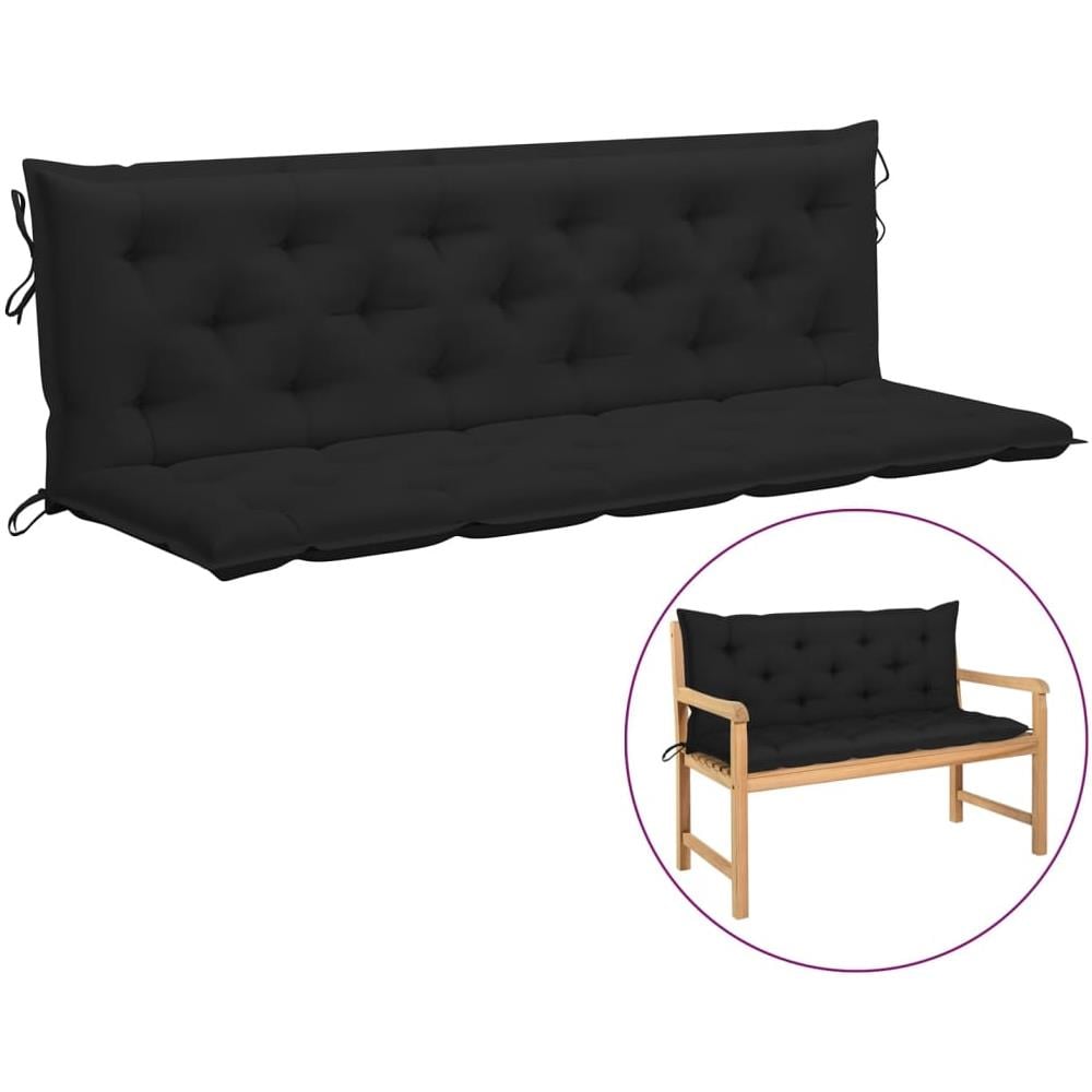 Cuscino per Panca Nero 180x (50+50) x7 cm in Tessuto Oxford - Foto 1