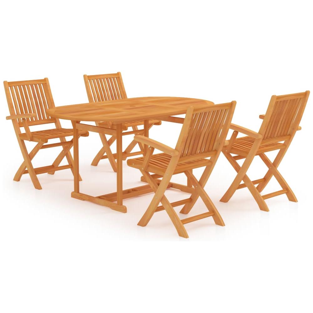 Set da Pranzo da Giardino 5 pz in Legno Massello di Teak - Foto 1