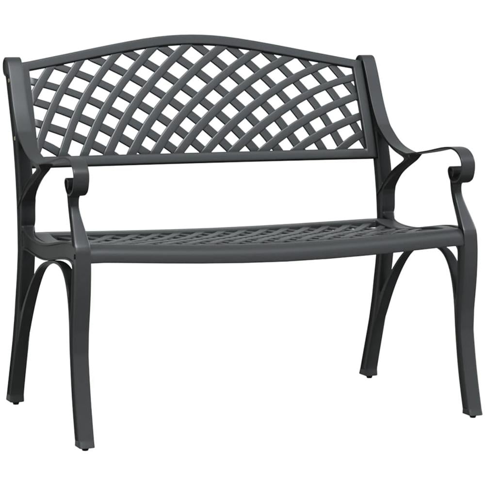 Panchina Da Giardino 102 Cm In Alluminio Pressofuso Nera - Foto 2