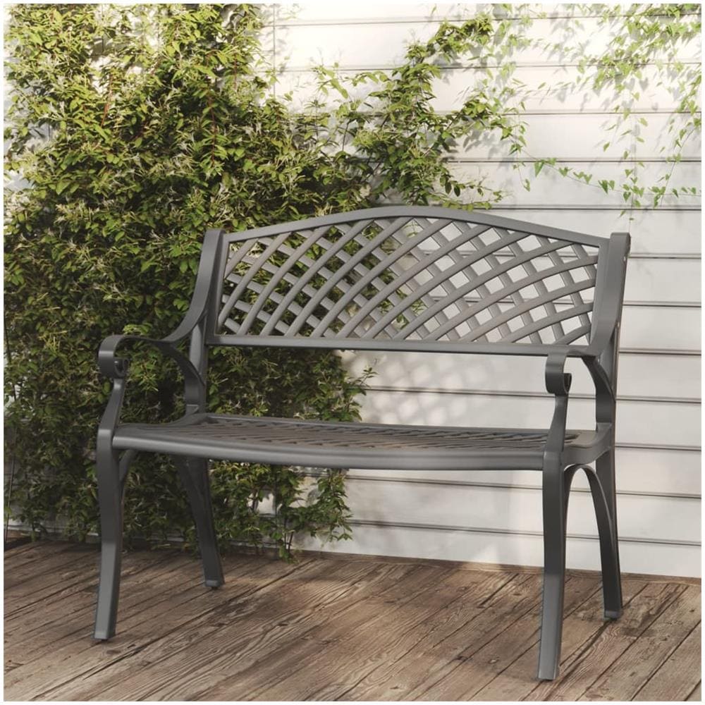 Panchina Da Giardino 102 Cm In Alluminio Pressofuso Nera - Foto 1