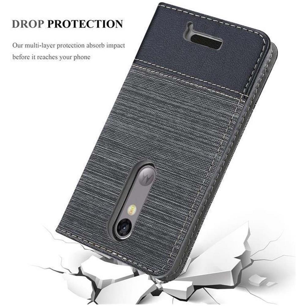Custodia Compatibile Con Motorola Moto X3 In Grigio Nero - Coperchio Protettiva Con Chiusura Magnetica, Funzione Stand E Tasca Per Le Carte - Foto 8