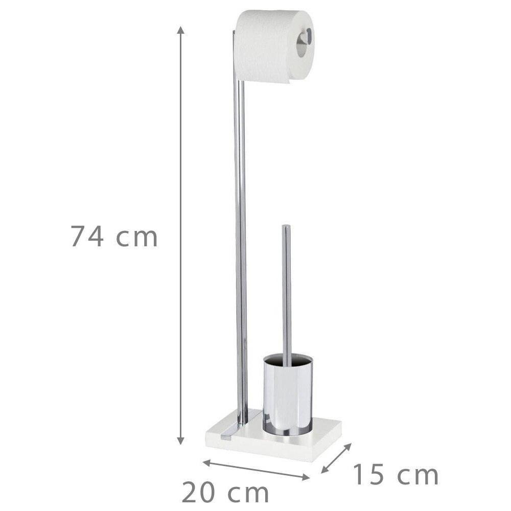 Porta Carta Igienica E Scopino Per Wc, Bianco Nobile, 2 In 1, Wenko - Foto 2