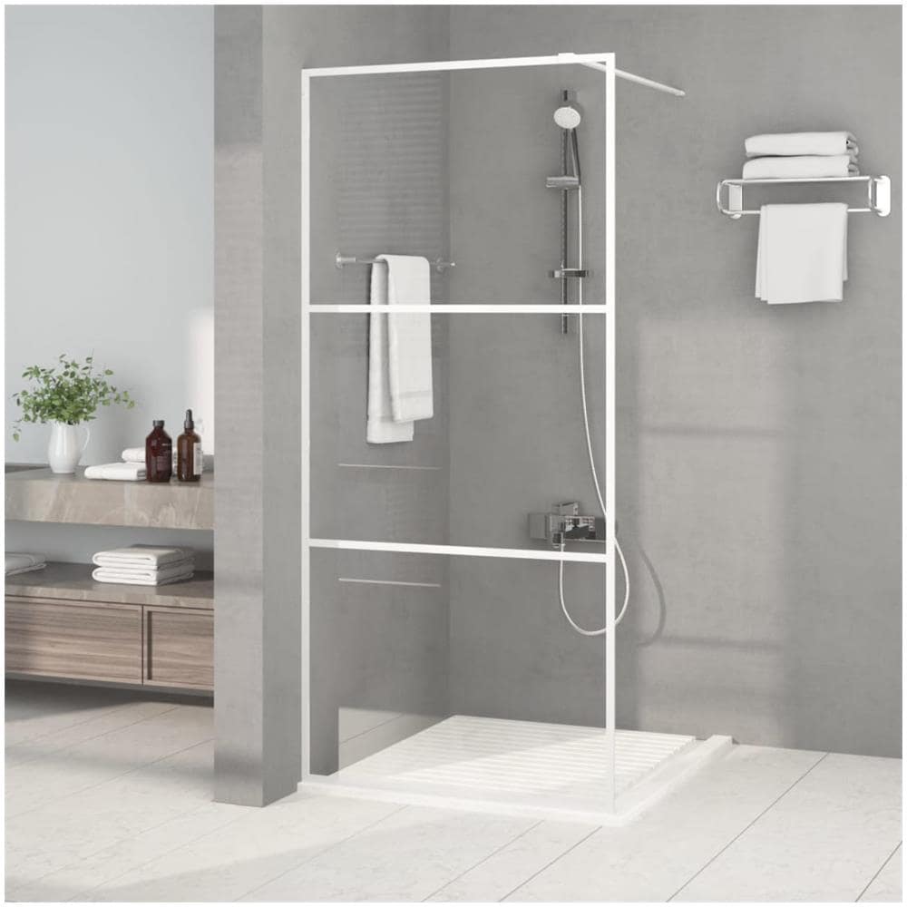 Parete Doccia Walk In Bianca 90x195 Cm Vetro Trasparente Esg - Foto 1