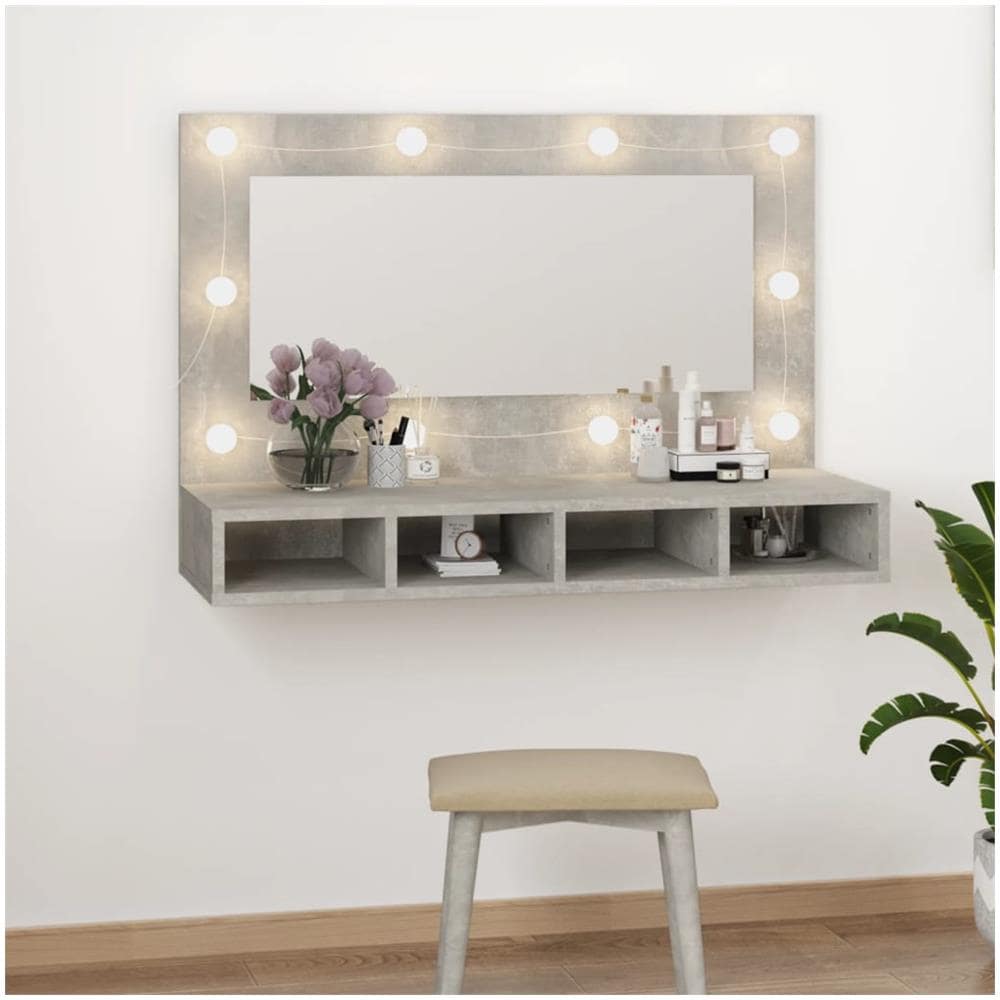 Mobile A Specchio Con Led Grigio Cemento 90x31,5x62 Cm - Foto 2