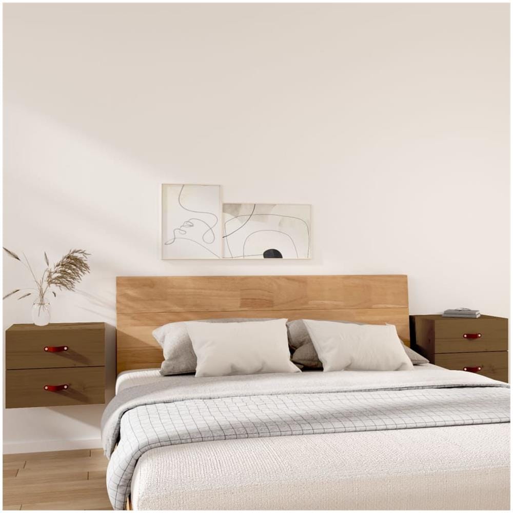 Comodini A Muro 2 Pz Marrone Miele 50x36x40 Cm - Foto 1