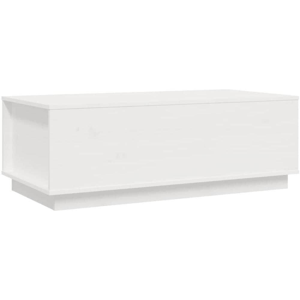 Tavolino Da Salotto Bianco 100x50x35 Cm Legno Massello Di Pino - Foto 2