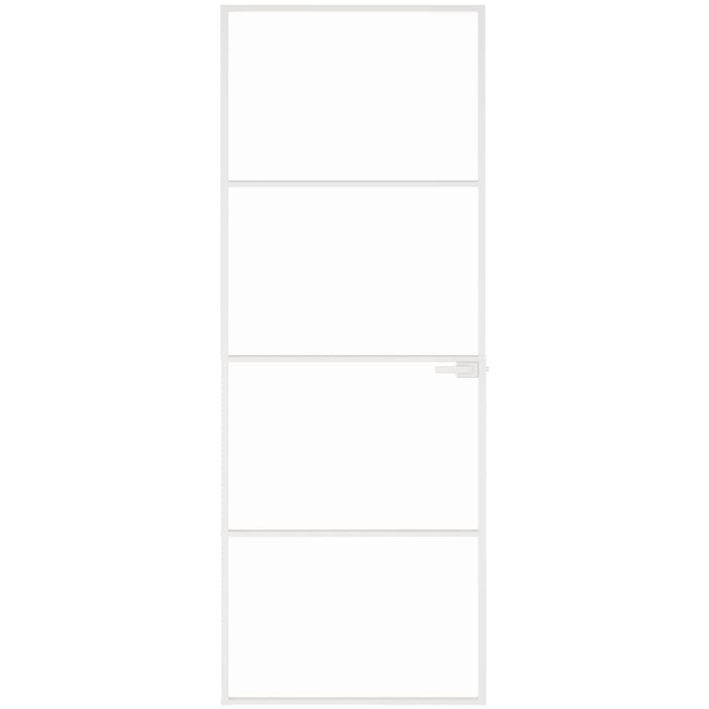 Porta Interna Bianca 76x201,5 Cm Vetro Temperato Alluminio Slim - Foto 3