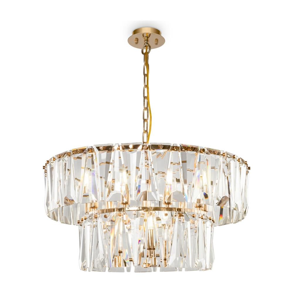 Lampadario Contemporaneo Puntes Metallo Oro 12 Luci Diffusori Vetro - Foto 1