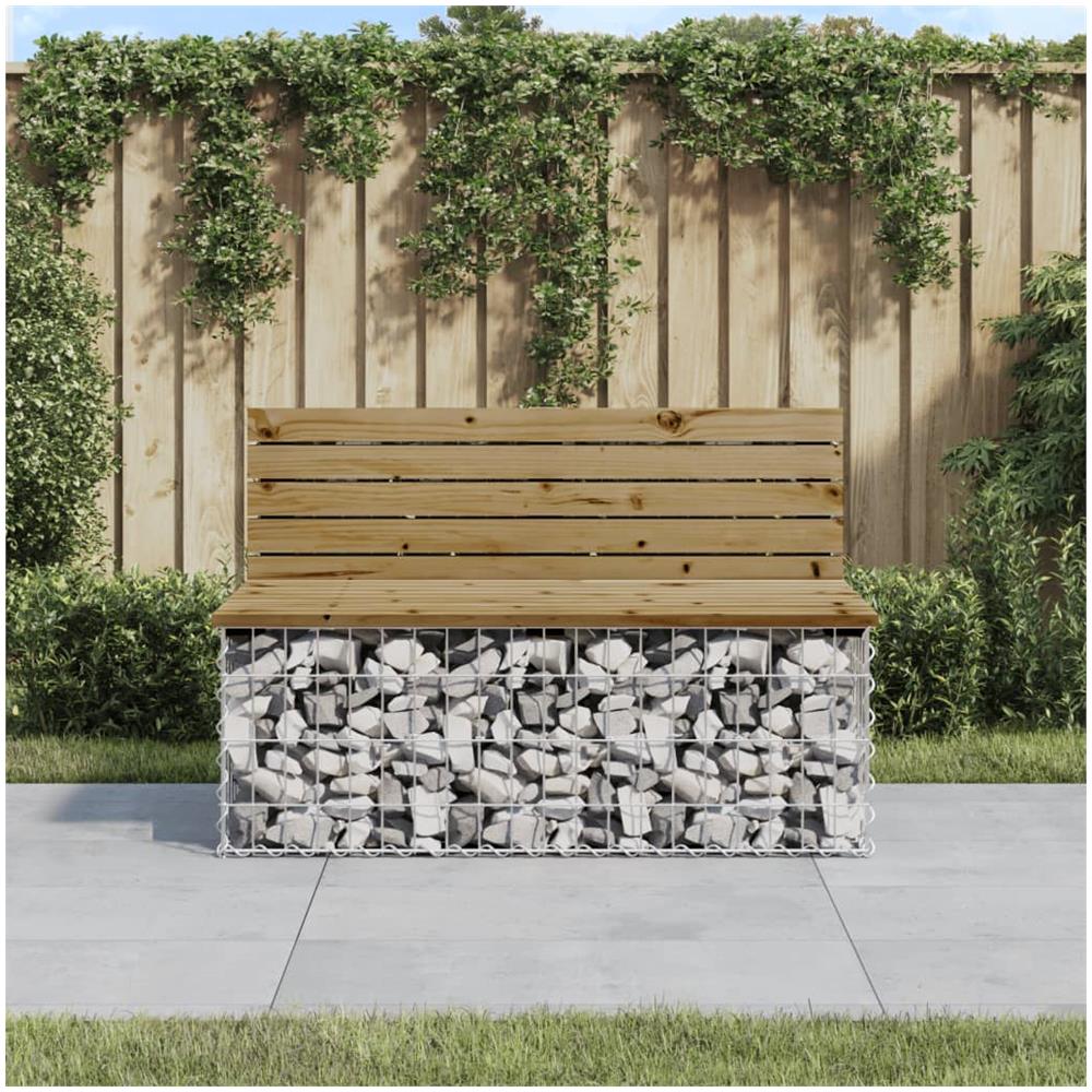 Panca da Giardino Design Gabbione 103x70x65 cm Pino Impregnato - Foto 1