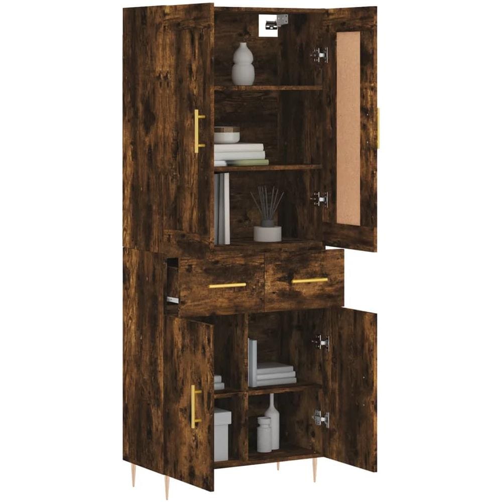 Credenza Rovere Fumo 69,5x34x180 Cm In Legno Multistrato - Foto 3