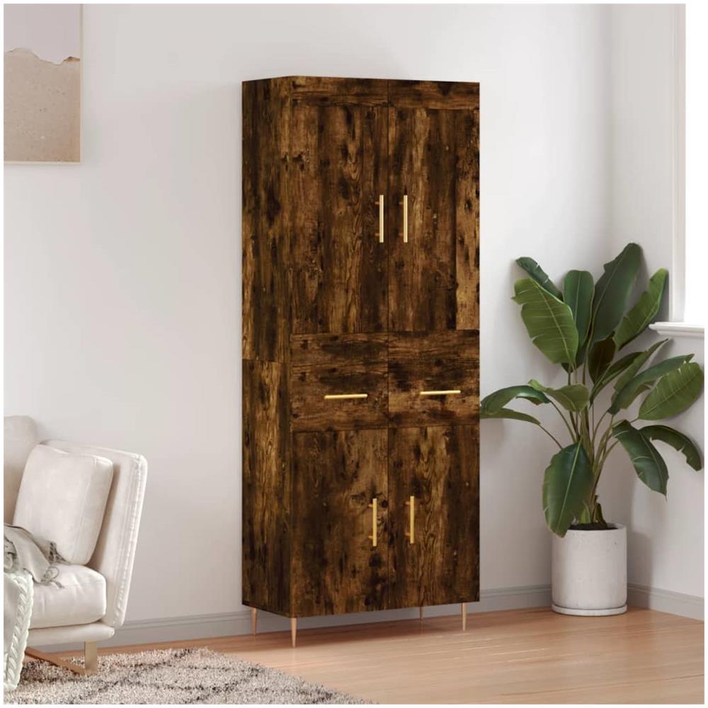 Credenza Rovere Fumo 69,5x34x180 Cm In Legno Multistrato - Foto 1