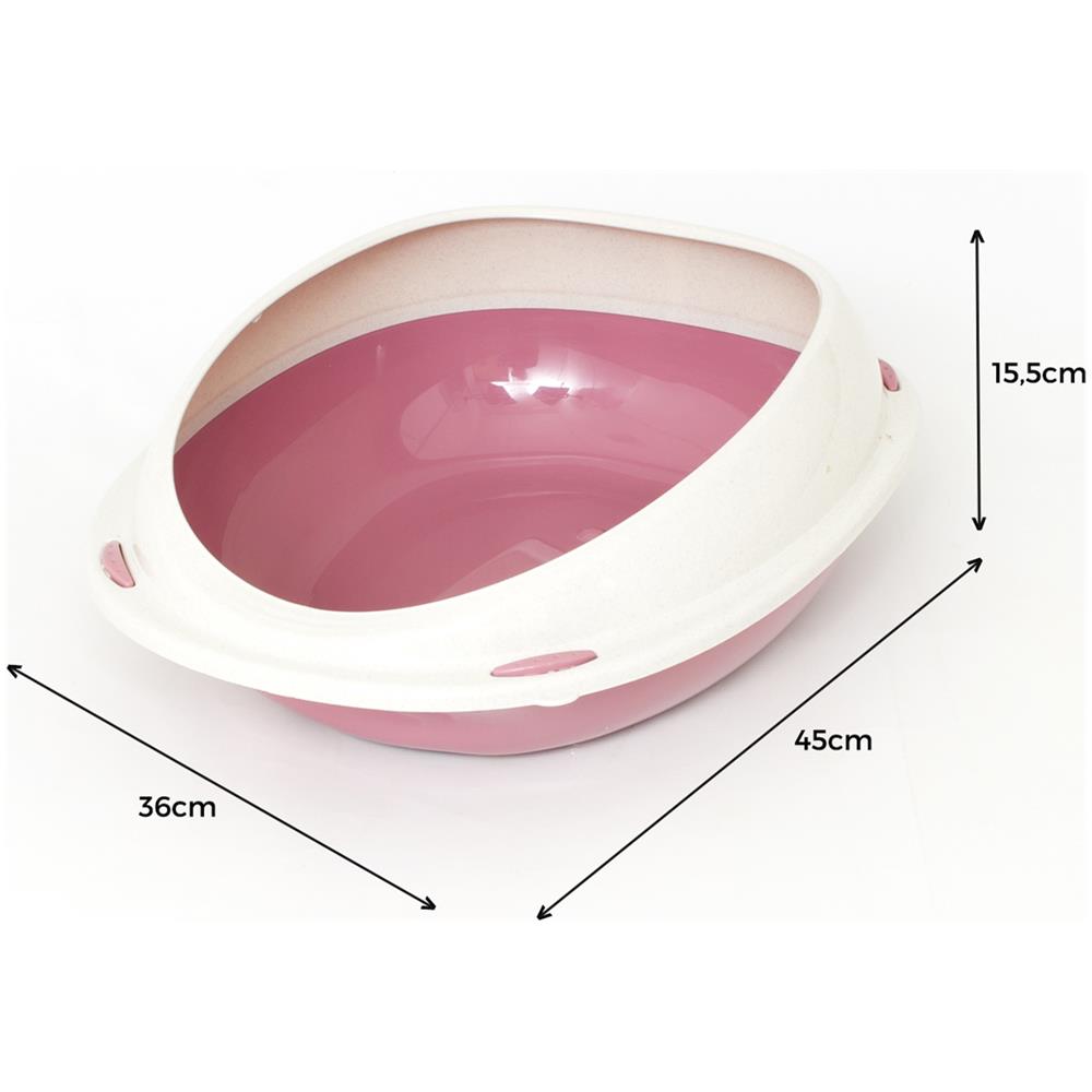 Lettiera Toilette Per Gatti Ovale 45x36x15,5cm Modello 700088 Colore Rosa - Foto 4