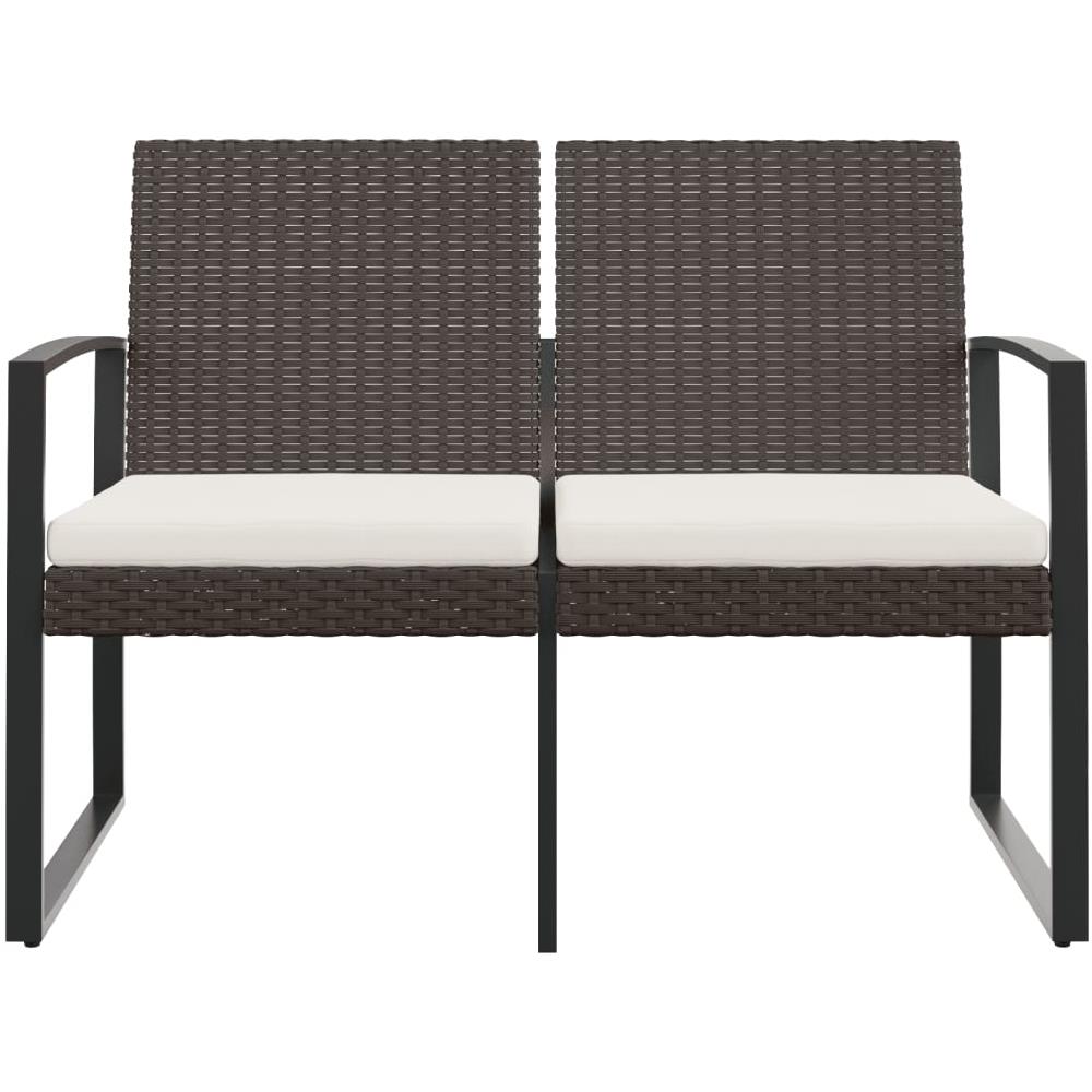 Panca Da Giardino A 2 Posti Con Cuscini In Rattan Pp Marrone - Foto 3