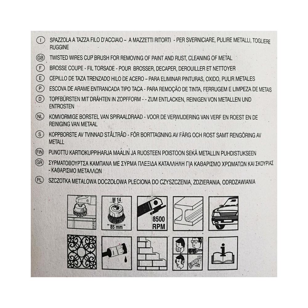 Spazzola a tazza a mazzetti ritorti 85mm m14 - Foto 2