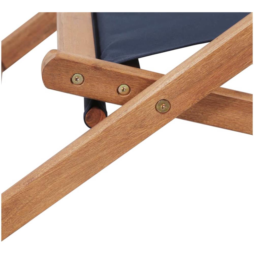 Sdraio da Spiaggia Pieghevole Telaio in Legno e Tessuto Blu - Foto 7