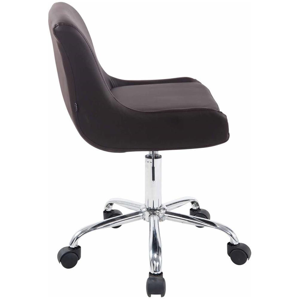 Sedia Sgabello da Lavoro con Ruote Club in Similpelle - Sedia Lavoro Studio Ambulatorio Estetista Regolabile e Girevole a 360° Marrone - Foto 3