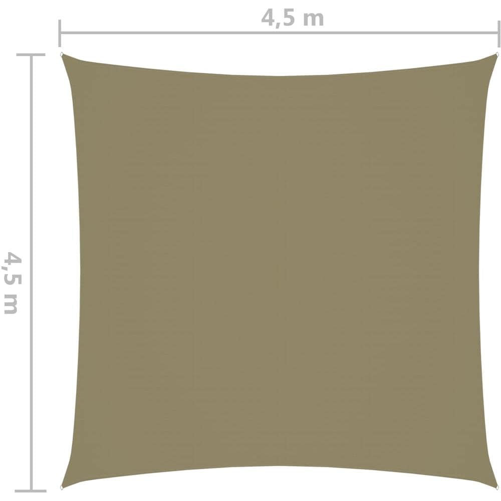 Parasole a Vela in Tela Oxford Quadrato 4,5x4,5 m Beige - Foto 6
