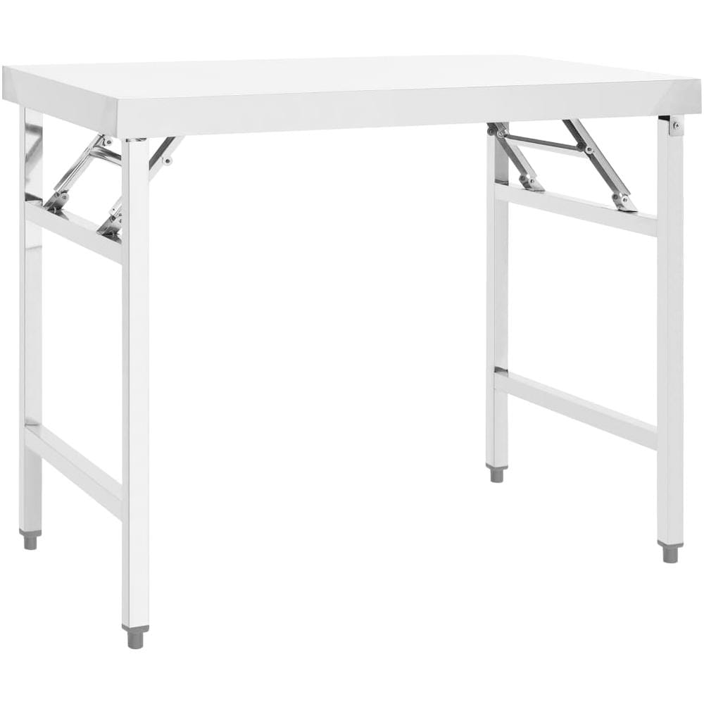 Tavolo da Lavoro Cucina Pieghevole 100x60x80 cm in Acciaio Inox - Foto 1