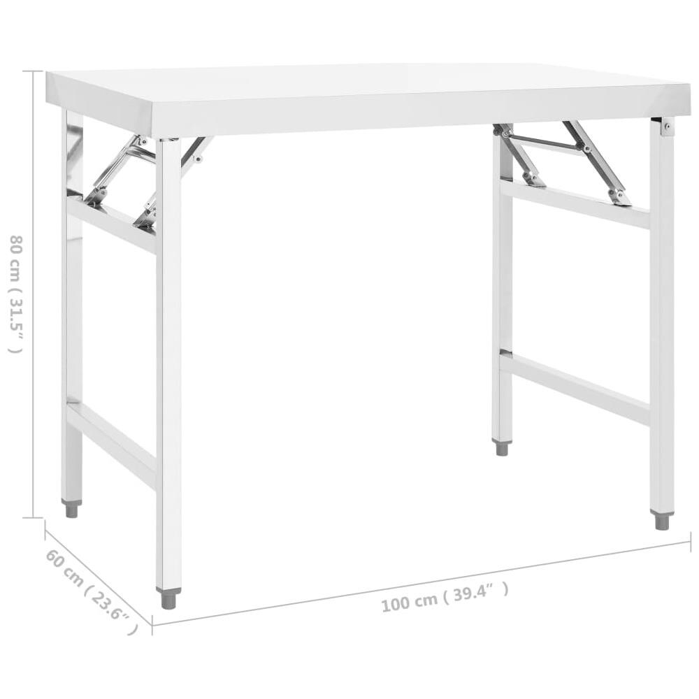 Tavolo da Lavoro Cucina Pieghevole 100x60x80 cm in Acciaio Inox - Foto 10