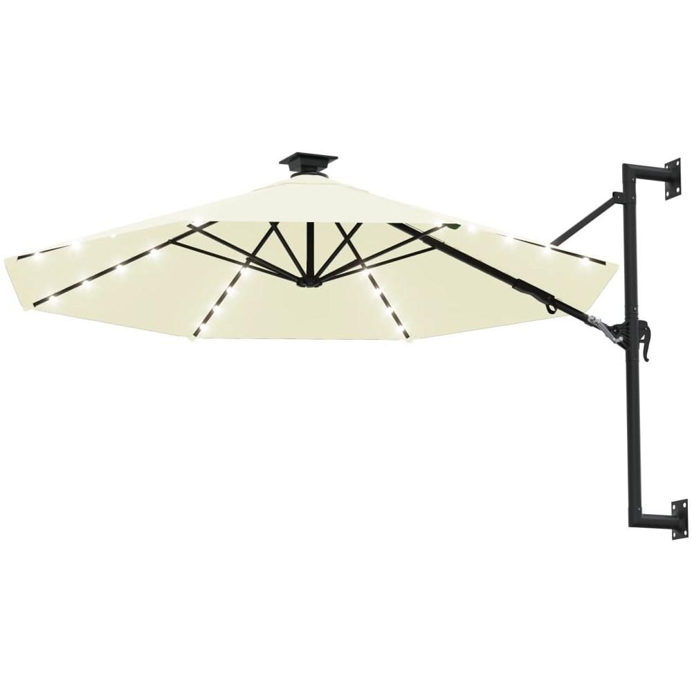 Ombrellone a Muro con LED e Palo in Metallo 300 cm Sabbia - Foto 3