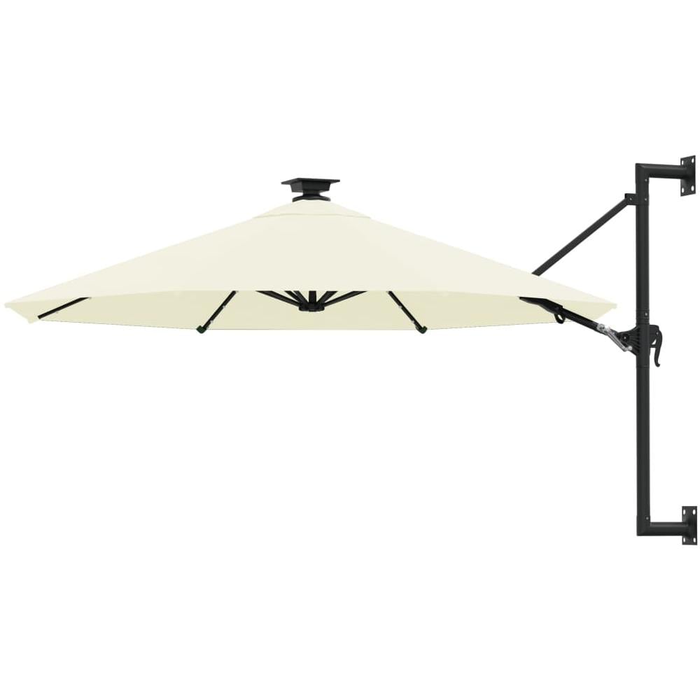 Ombrellone a Muro con LED e Palo in Metallo 300 cm Sabbia - Foto 1