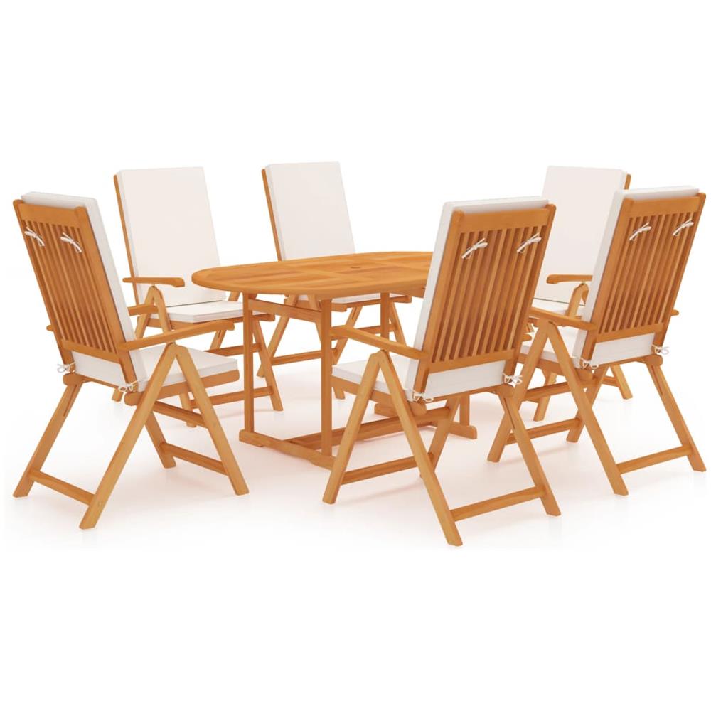 Set da Pranzo da Giardino 7 pz con Cuscini Legno di Teak - Foto 1