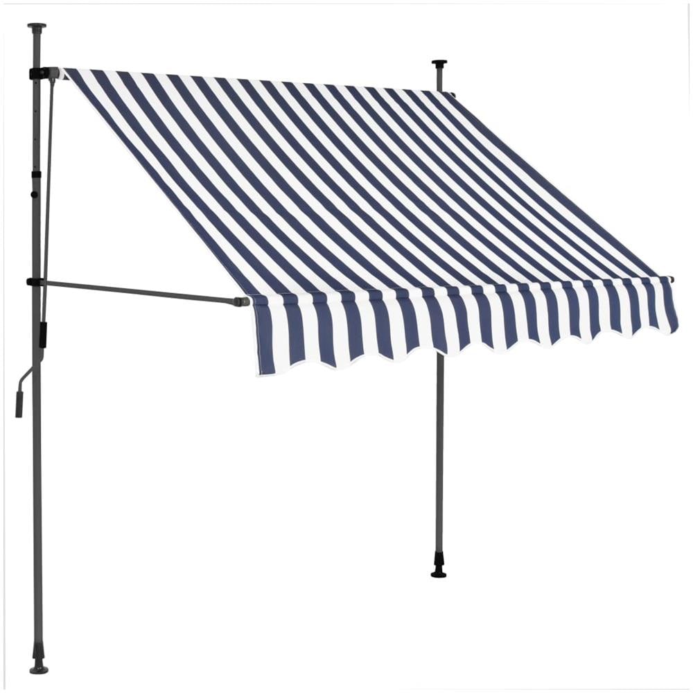 Tenda da Sole Retrattile Manuale con LED 100 cm Blu e Bianca - Foto 3