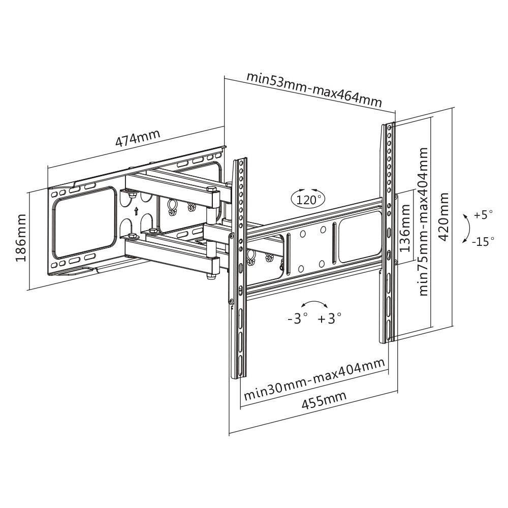 , Parete 3 Vie Full-motion, 32""-55"", 40kg, 200x200-400x400 - Foto 8