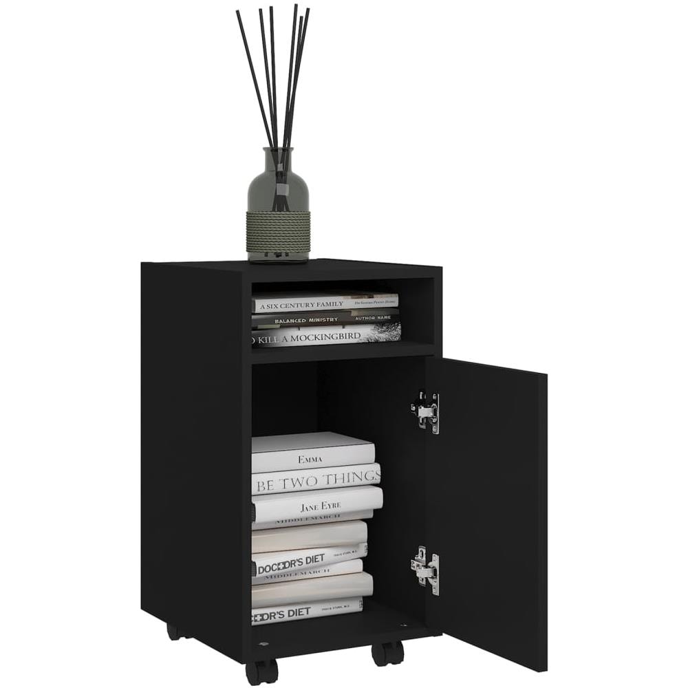 Credenza con Ruote Nera 33x38x60 cm in Legno Multistrato - Foto 3