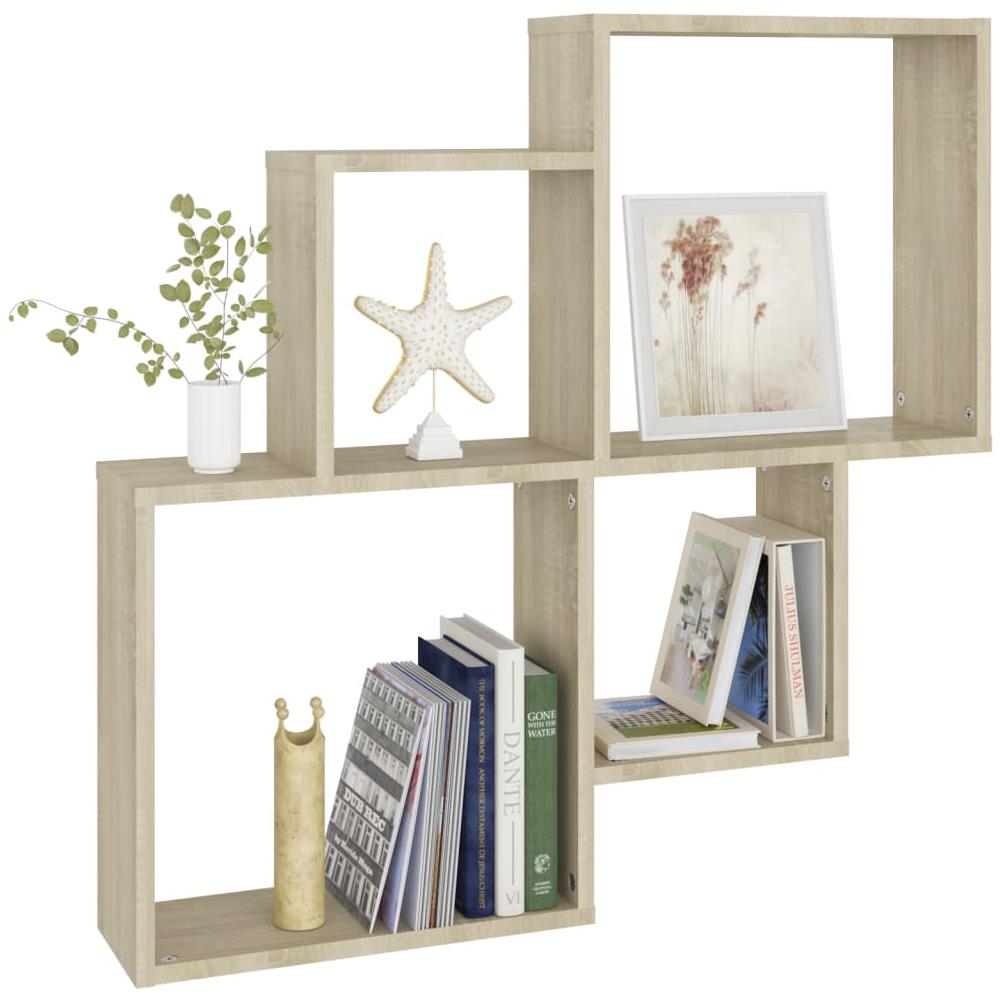 Mensola Muro Cubo Rovere Sonoma 80x15x78,5cm Legno Multistrato - Foto 3