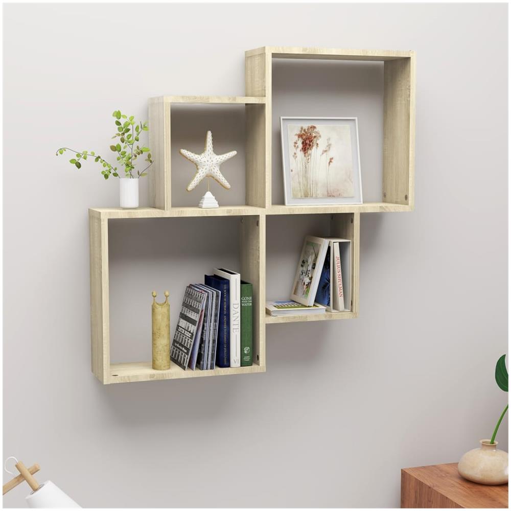 Mensola Muro Cubo Rovere Sonoma 80x15x78,5cm Legno Multistrato - Foto 1