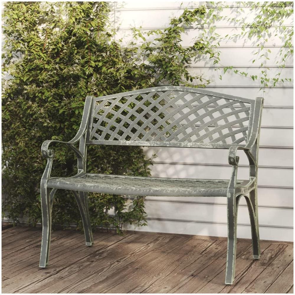 Panchina da Giardino 102 cm in Alluminio Pressofuso Verde - Foto 1