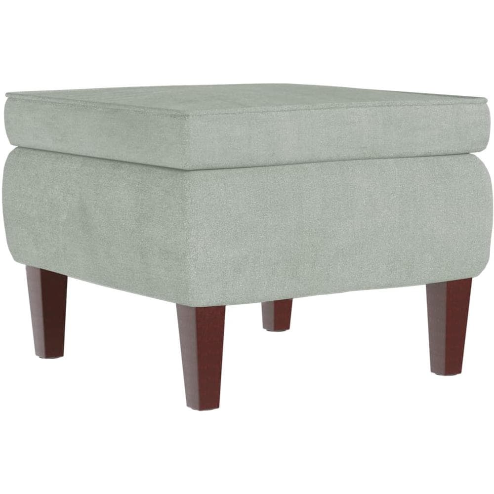 Poggiapiedi con Gambe in Legno Grigio Chiaro in Velluto - Foto 1