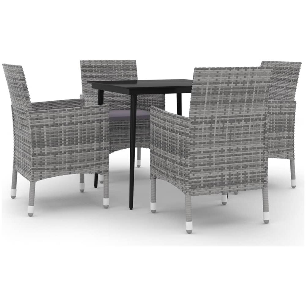 Set Da Pranzo Per Giardino 5 Pz Con Cuscini Polyrattan E Vetro - Foto 2