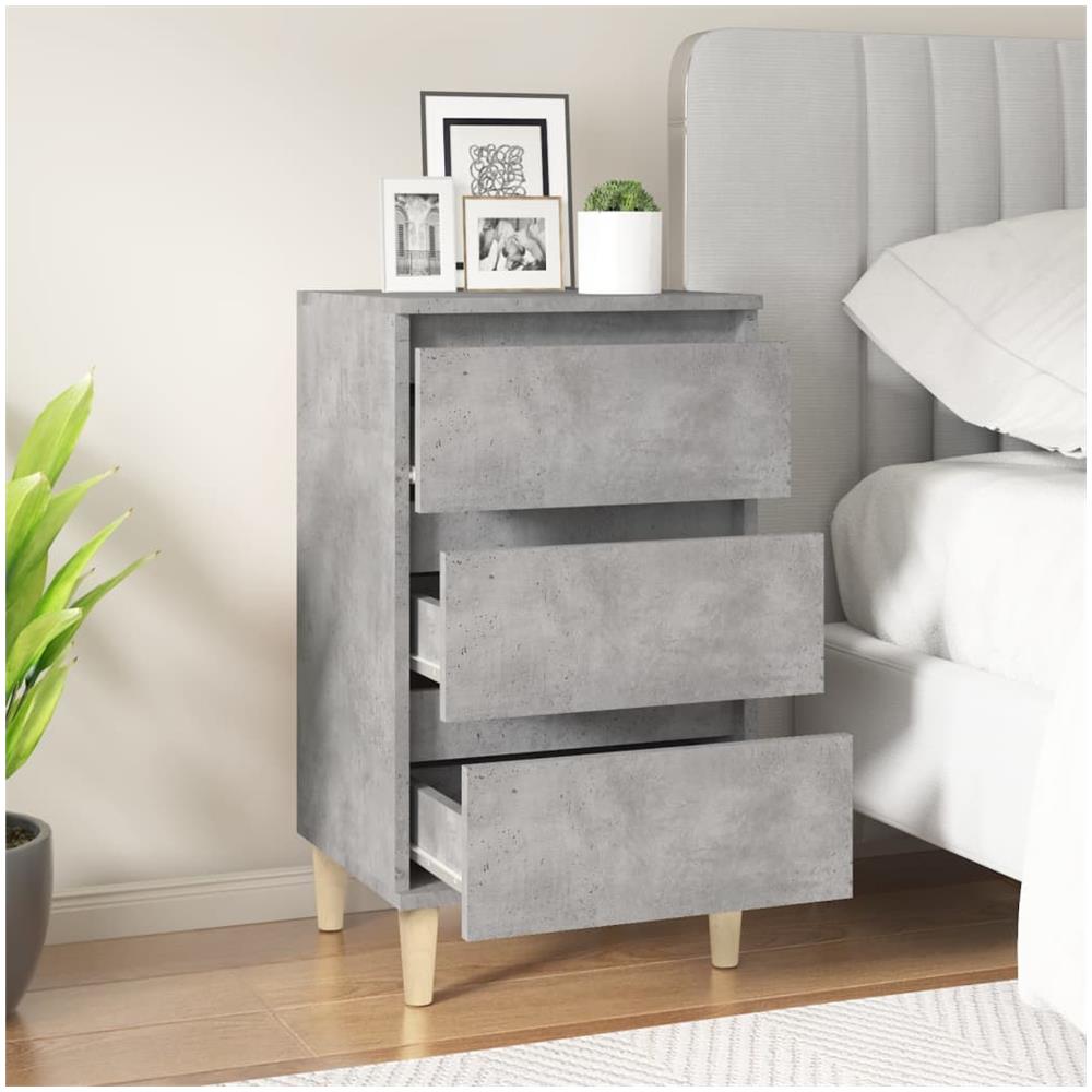 Comodino Grigio Cemento 40x35x70 Cm In Legno Multistrato - Foto 3