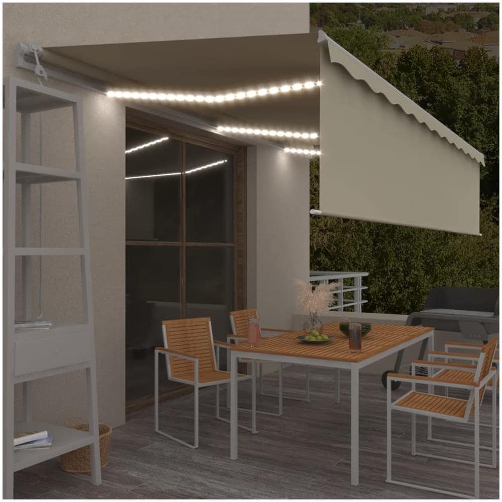 Tenda Automatica Con Parasole Led E Sensore Vento 6x3 M Crema - Foto 1