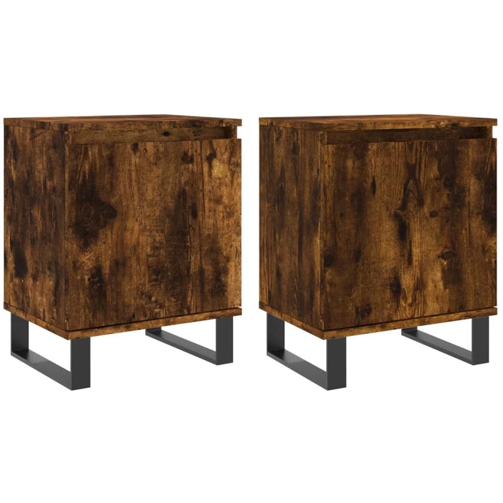 Comodini Rovere Fumo 2 Pz 40x30x50 Cm In Legno Multistrato - Foto 1