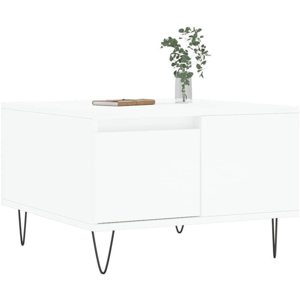 Tavolino Da Salotto Bianco 55x55x36,5 Cm In Legno Multistrato - Foto 3