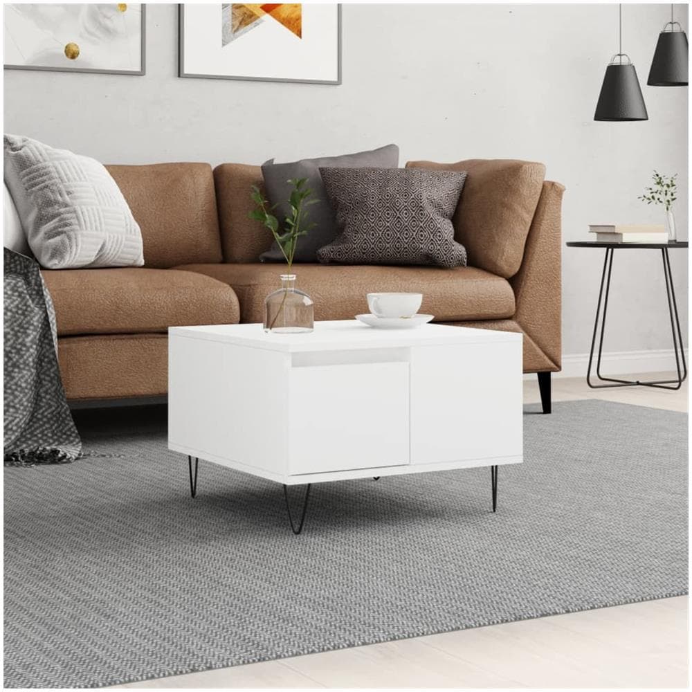 Tavolino Da Salotto Bianco 55x55x36,5 Cm In Legno Multistrato - Foto 1