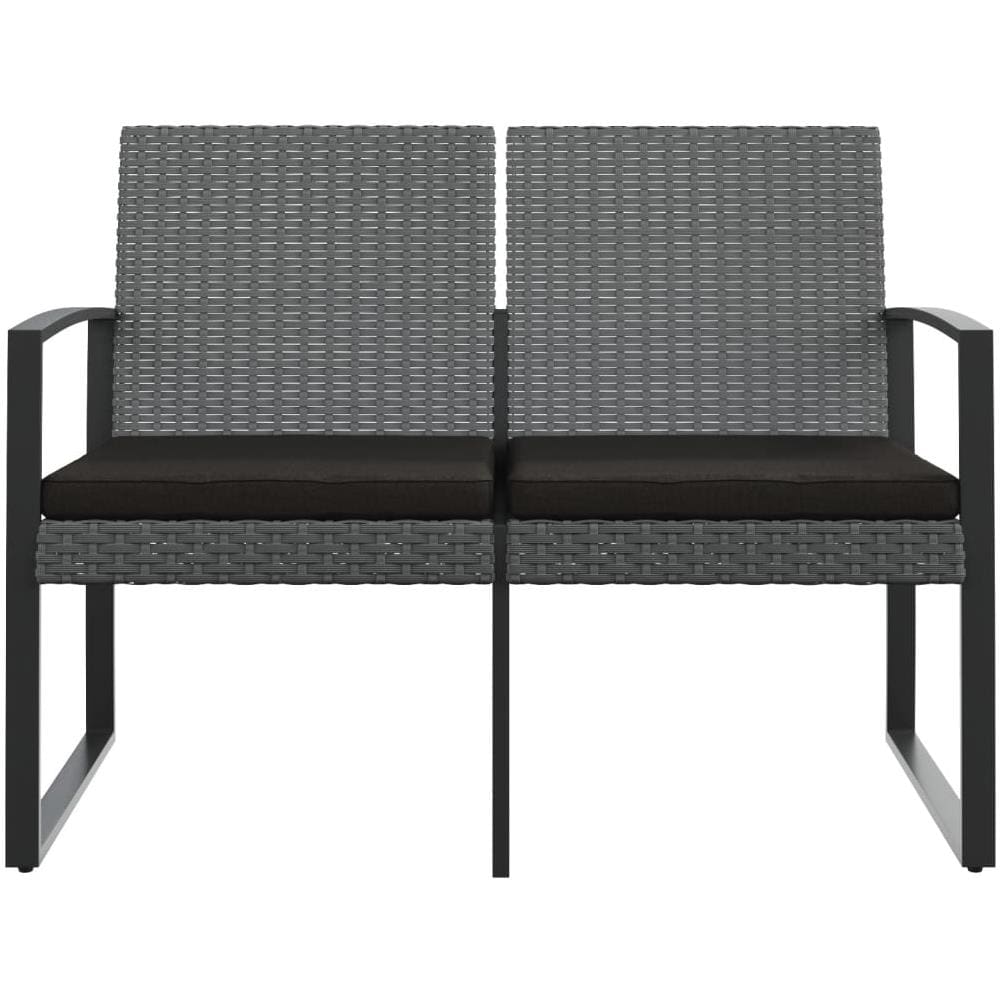 Panca Da Giardino A 2 Posti Con Cuscini Rattan Pp Grigio Scuro - Foto 3