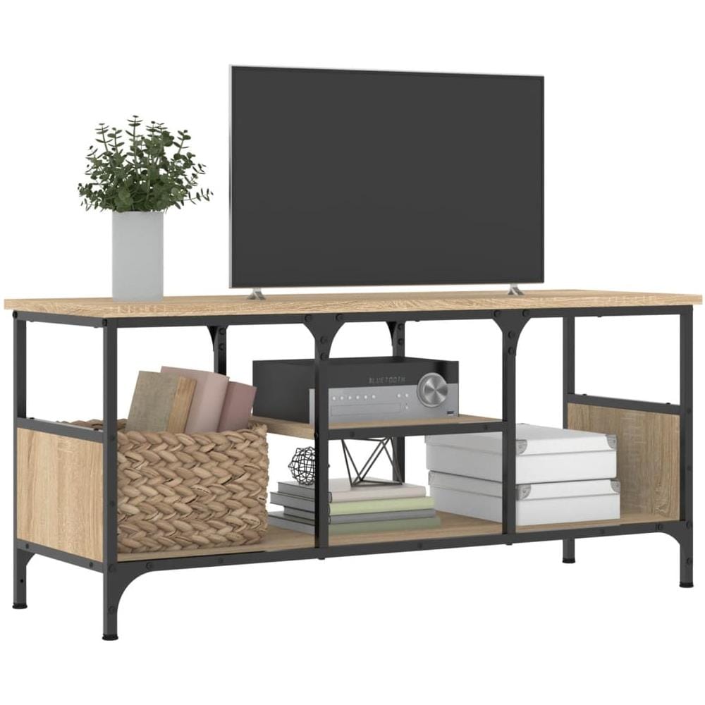 Mobile Tv Rovere Sonoma 100x35x45 Cm Legno Multistrato E Ferro - Foto 3