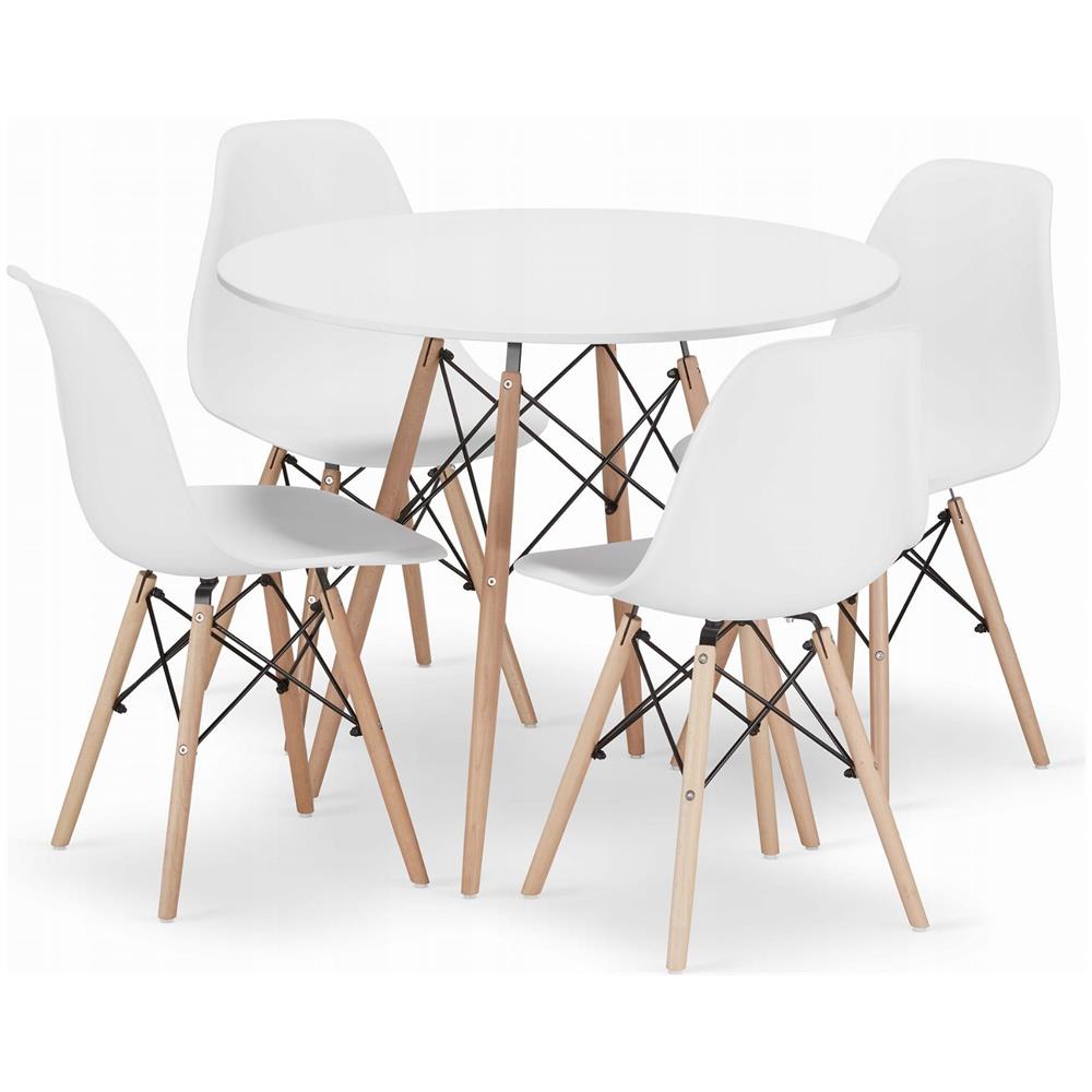 Set tavolo rotondo bianco Valora KOVA 90 con 4 sedie OSAKA - Foto 1