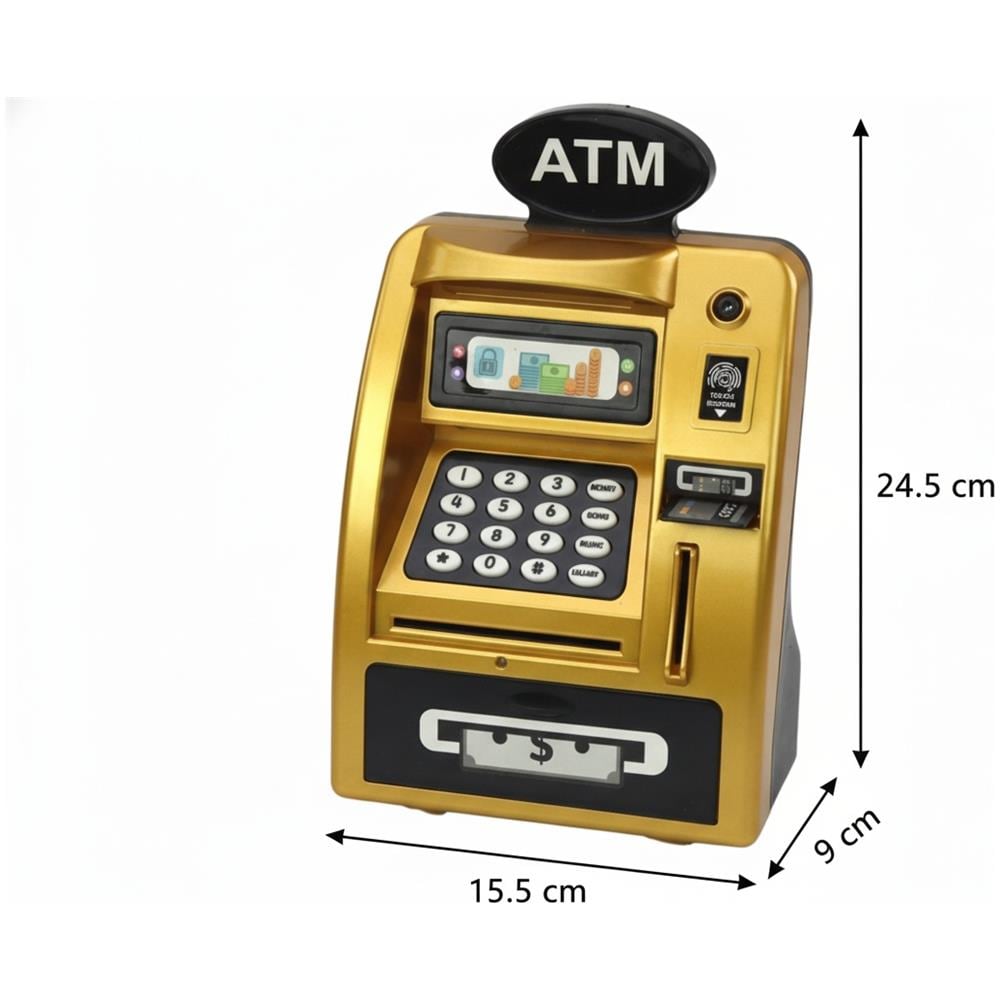 Salvadanaio ATM cassaforte nero oro pin suono - Foto 2