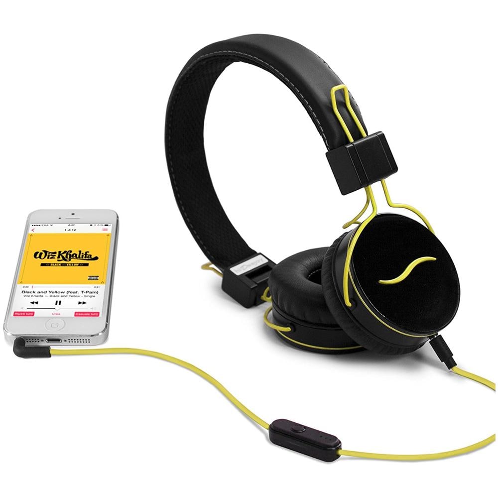 Cuffie Hi-Deejay On-Ear con Control Talk Colore Nero e Giallo - Foto 2