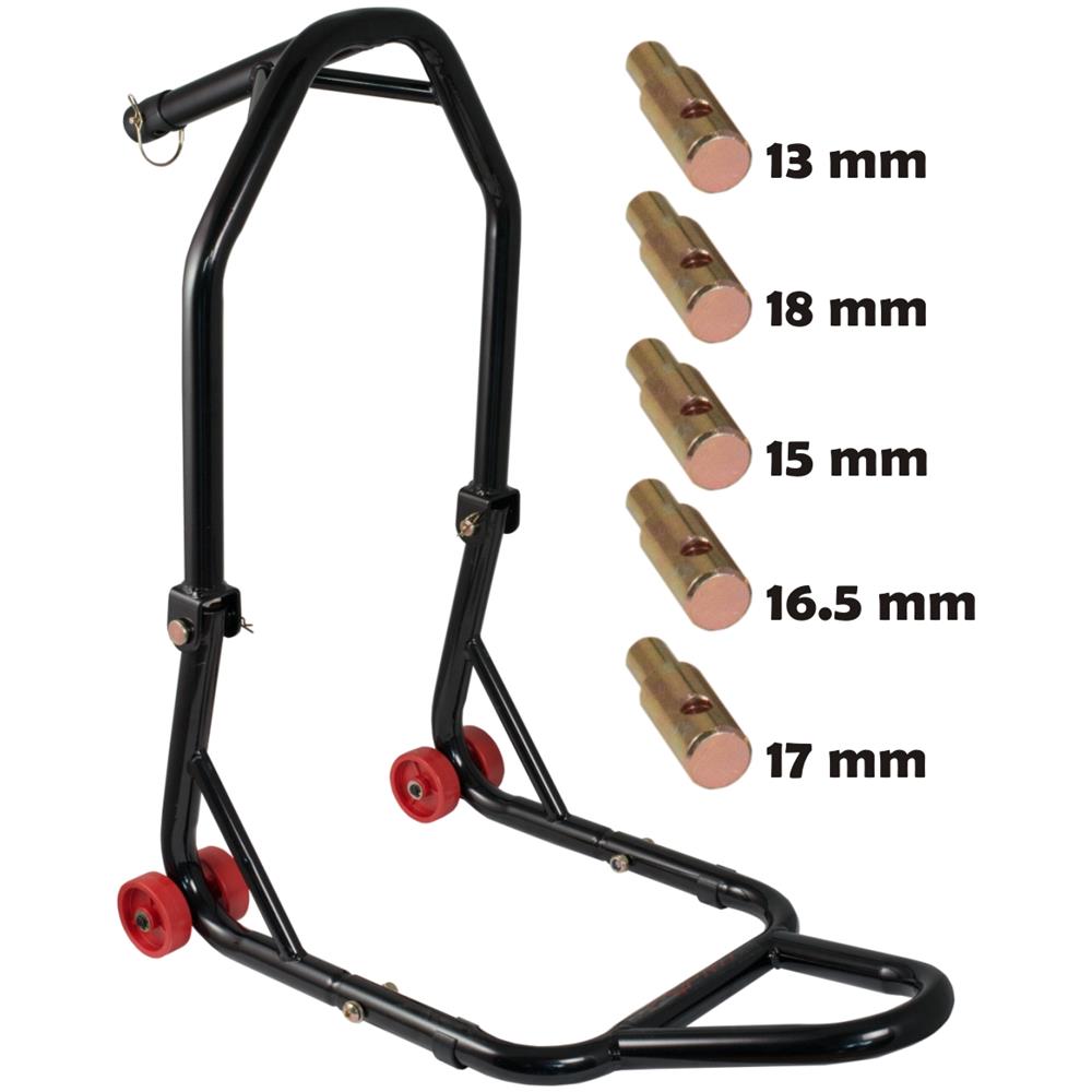 Cavalletto Alza Moto Anteriore Canotto Sterzo Nero 4 Ruote 5 Perni Inclusi 123 - Foto 1