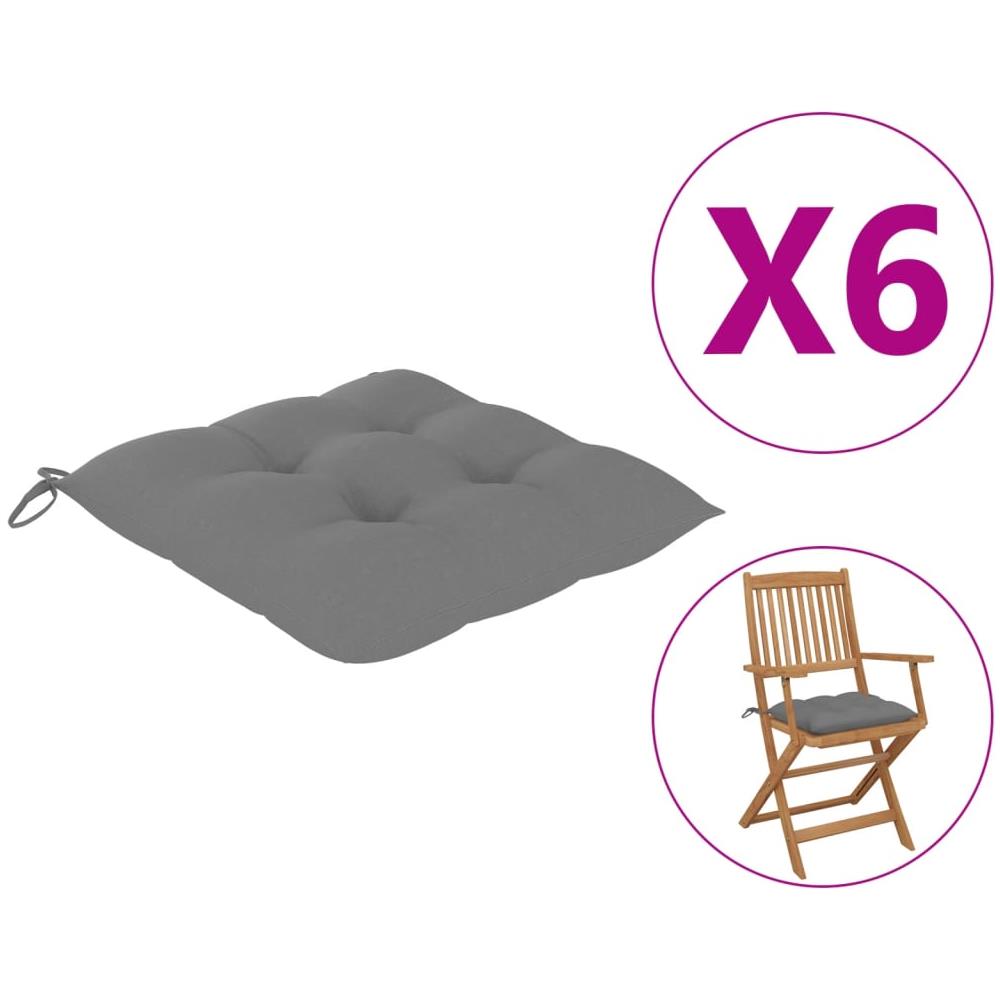 Cuscini Per Sedie 6 Pz Grigi 40x40x7 Cm In Tessuto - Foto 1