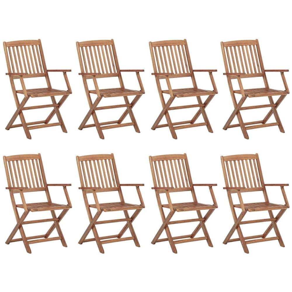 Sedie da Giardino Pieghevoli 8 pz con Cuscini Massello Acacia - Foto 2