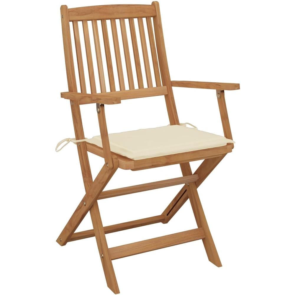 Sedie da Giardino Pieghevoli 8 pz con Cuscini Massello Acacia - Foto 3